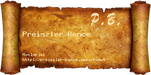 Preiszler Bence névjegykártya